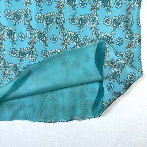 Gap Silk Halter Slip Mini Dress Vintage Y2k Size 8 Aqua Blue Green Paisley - Picture 6 of 15